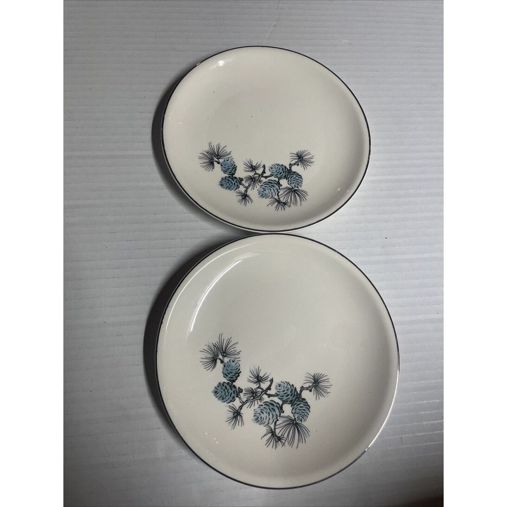 Set Of 2‎ VINTAGE 1940'S PADEN CITY POTTERY BLUE PINECONE SAUCER